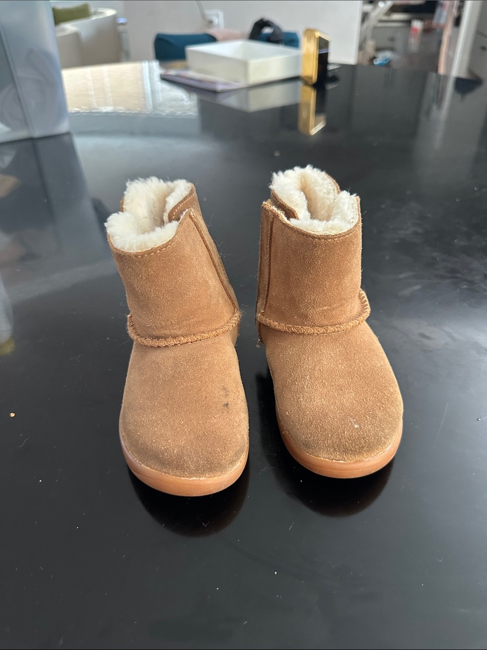 UGG Kids Chestnut Suede Boot with Cream Shearling